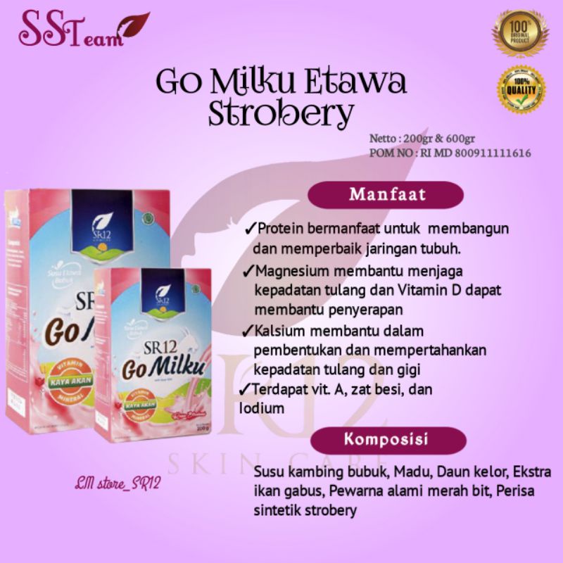 

Susu Kambing Etawa Go Milku//Etawa Rasa Stroberry