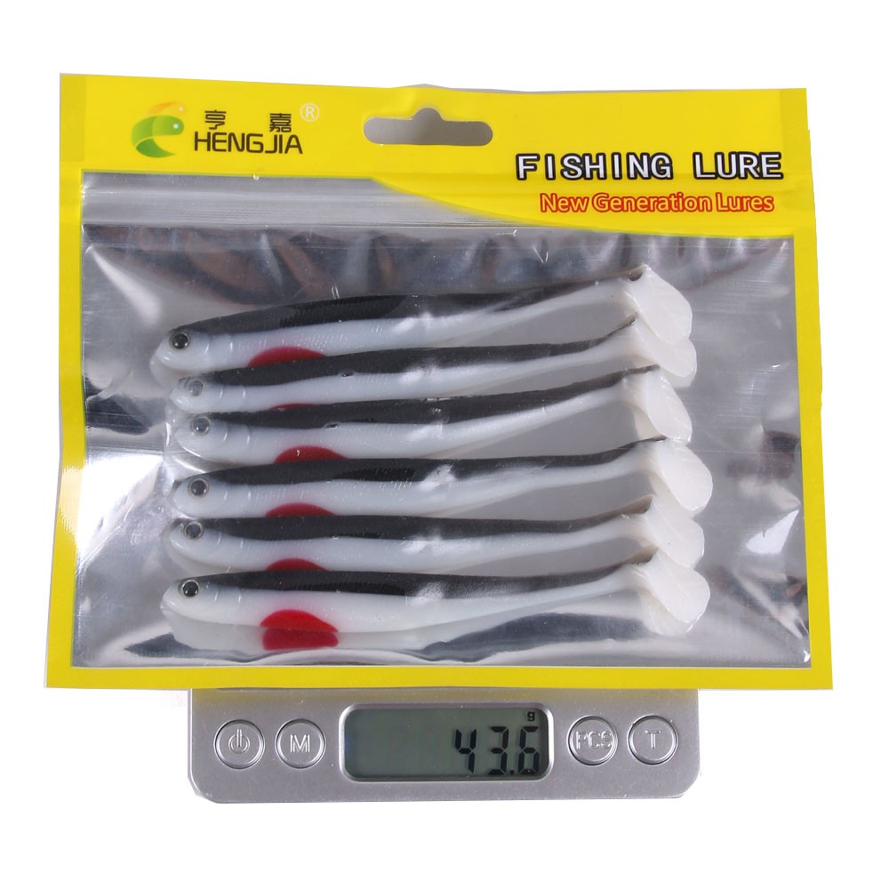 Hengjia 6pcs / Pak Umpan Pancing Softlure Tiruan Bentuk Cacing Bahan Silikon 11cm / 7g