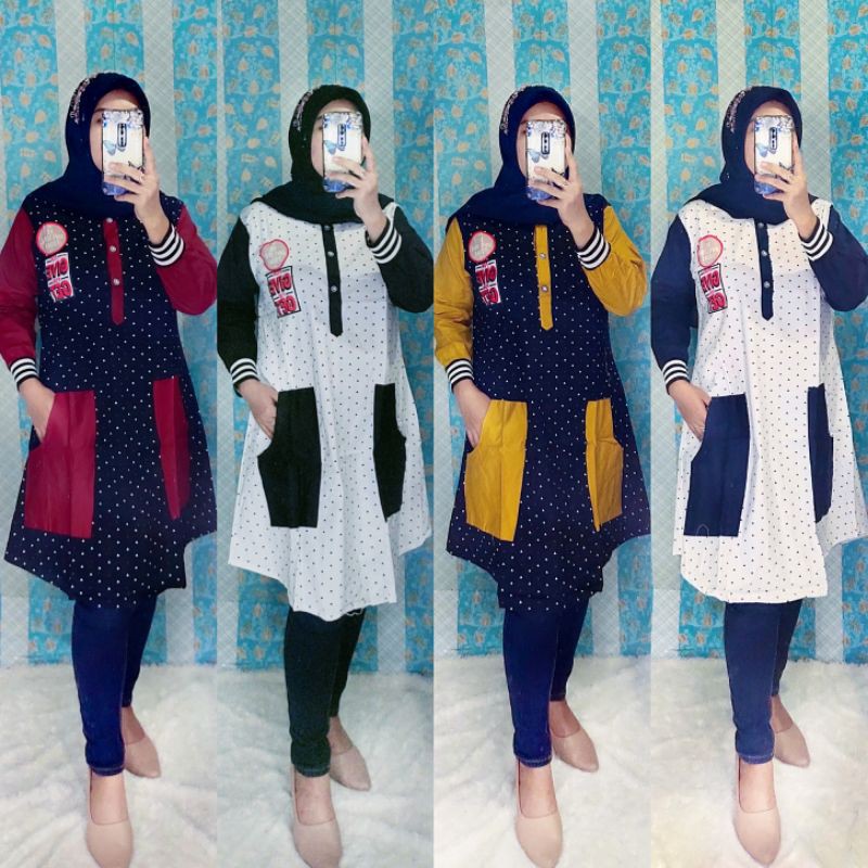 Tunik Katun Stretch Wanita Motif Terbaru