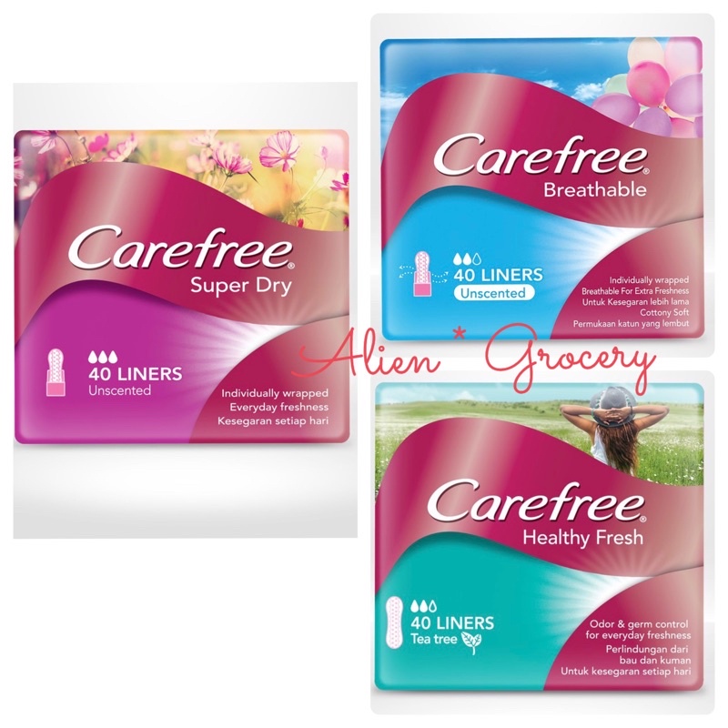 Carefree Care Free Pantyliner Pembalut Unscented Healthy Fresh Breathable Super Dry isi 40