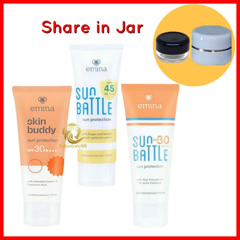 (SHARE IN JAR) EMINA Skin Buddy Sun Battle Sun Protection Spf 30 Spf 45 PA+++