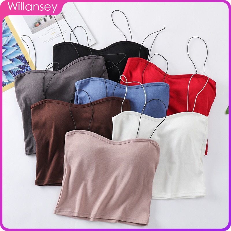 Fashion Tanktop Bra Wanita Basic Square spaghetti Crop top Willansey-1
