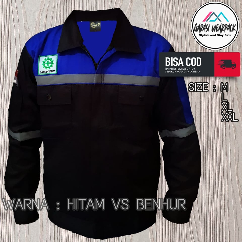 WEARPACK SAFETY ATASAN HITAM KOMBINASI BENHUR