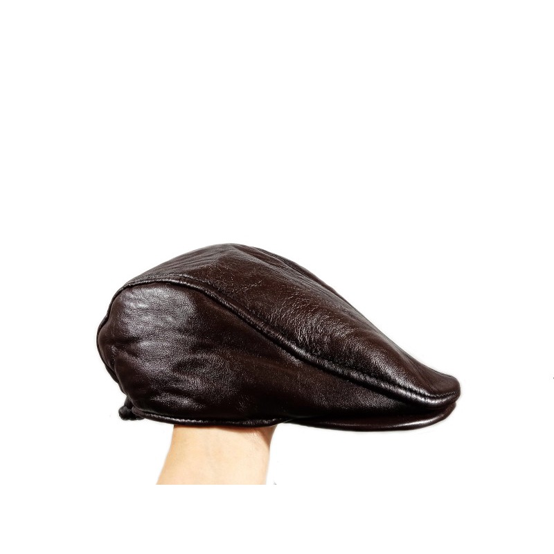 Topi Kulit Asli Domba Warna Coklat - Topi Kulit Pria - Flat Cap