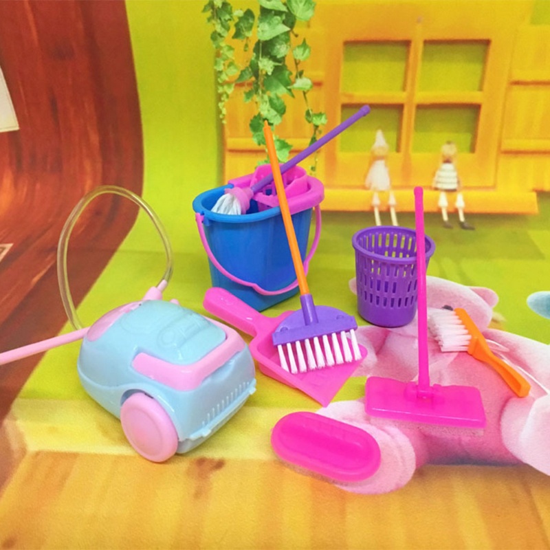 Mary 9-Piece Simulasi Pembersih Mainan Balita Cleaning Set Toys Pretend Play Tools Housekeeping Aksesoris Educationa