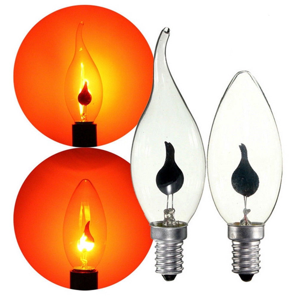 Bohlam Edison E27 E14 Led 220 230 240V Effect Flame Fire Light Vintage Kelap Kelip Dekorasi Novel Lampu Tip Lilin Orange Merah