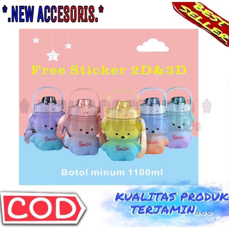 Botol Air Minum Beruang Viral Gradasi Boneka / Botol Kekinian