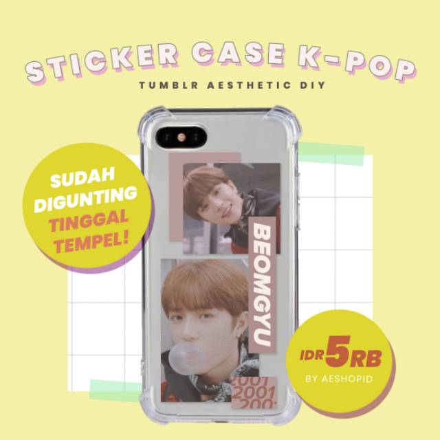 DIY sticker case set TXT stiker tumblr aesthetic hp kpop hueningkai soobin yeonjun beomgyu taehyun