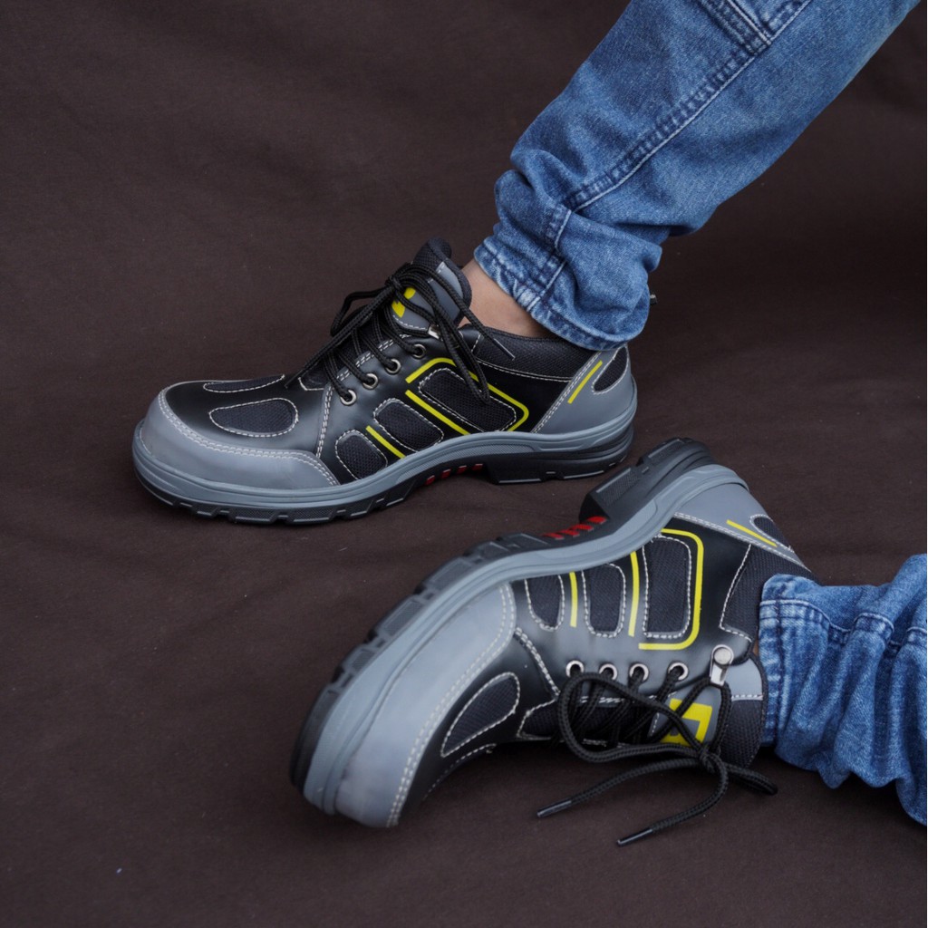 Black Force Elder Hitam - Sepatu Boots Pendek Safety Ujung Besi Bikers Hiking Gunung Kerja Laki -COD