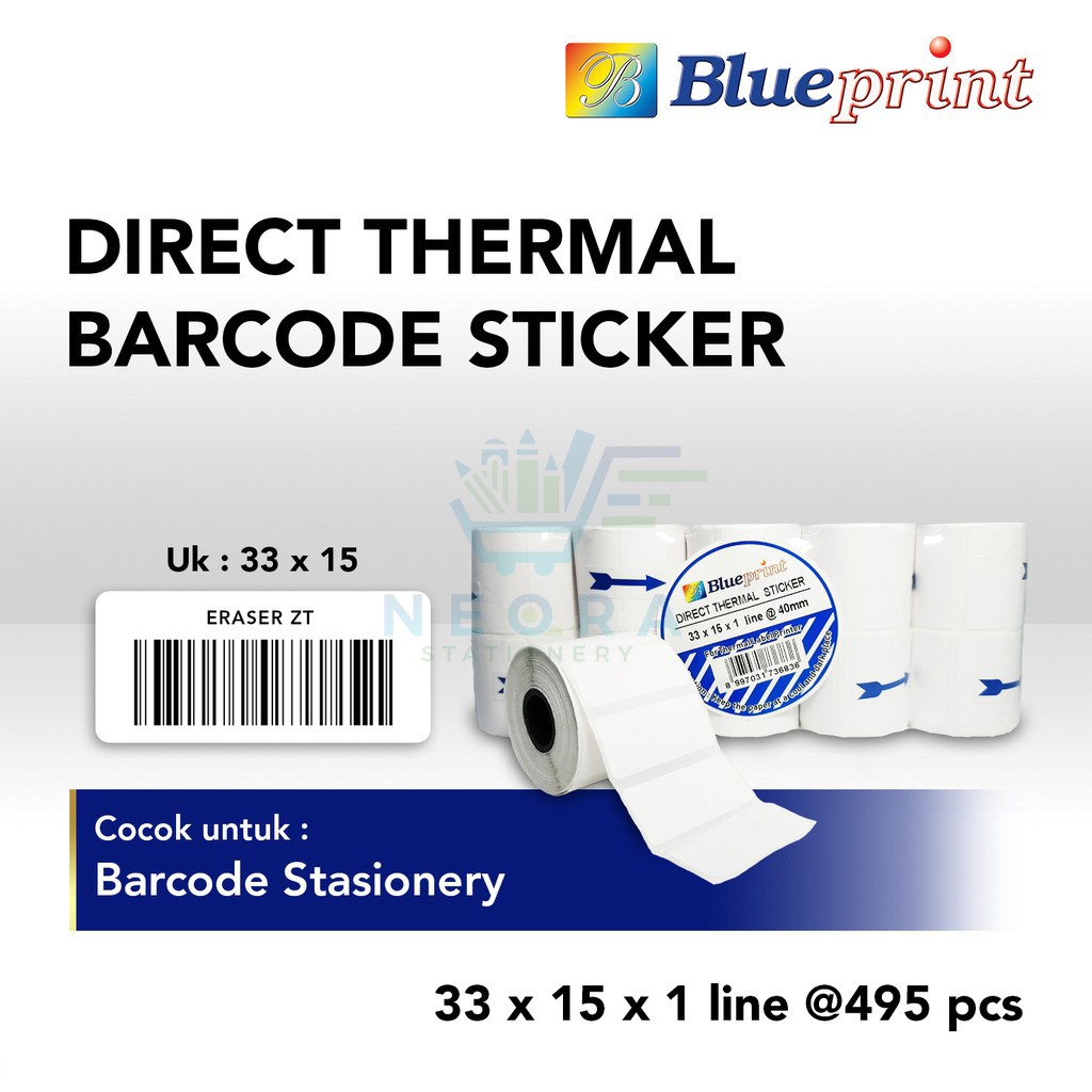 

Blueprint Kertas Thermal Sticker Label 33x15x1 @ 40mm | @10Roll