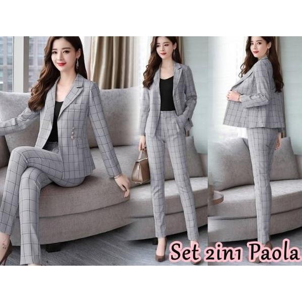 ➯ Set 2in1 paola wn STELAN KEKINIAN STELAN BAJU KANTOR WANITA SET BAJU FORMAL / Setelan jas wanita /