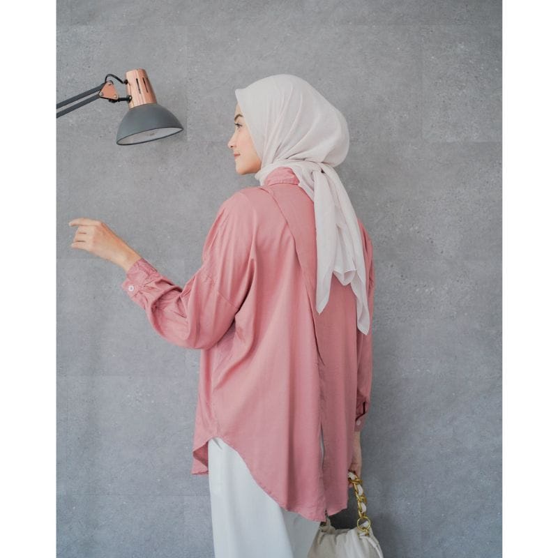 Tq88indonesia Fashion Kemeja Wanita Lengan Panjang / Nelkaa LINEN Shirt / Kem Putih Polos / Hem / Busana Casual Cewek / Ootd / Outfit