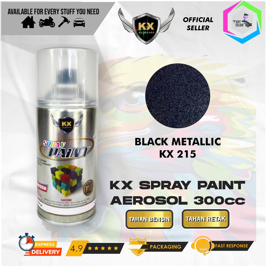 Cat Semprot Aerosol / Pylox KX Autocare Paint - KX 215 BLACK METALLIC