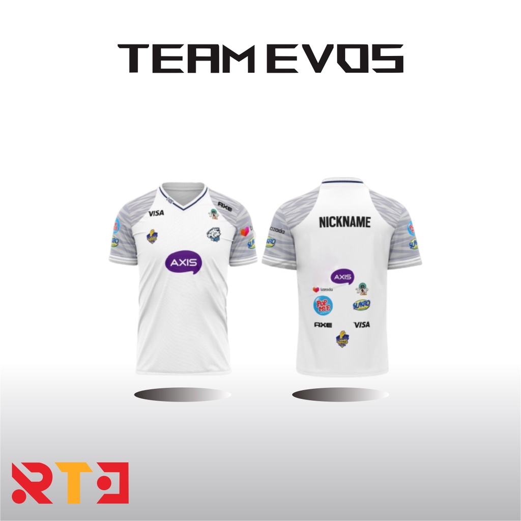 Jersey EVOS MOBILE LEGEND terbaru mpl seson 8 putih abu abu 2021