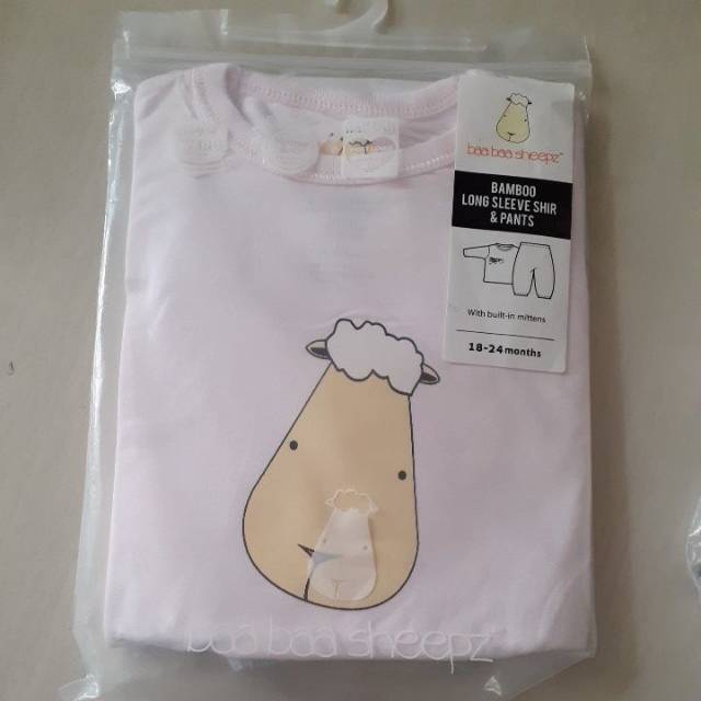 Bamboo long sleeve shirt pants PINK BIG FACE baabaasheepz baabaa baabaasheepz baju tidur anak nyaman