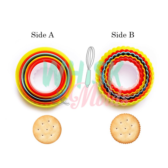 Cetakan Bulat Kue Kering Dua sisi Gelombang / Cookie Circle Cutter Two