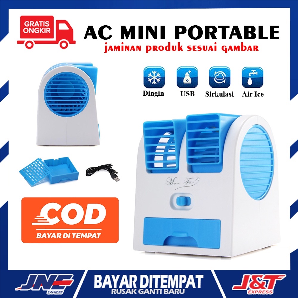 AC Mini Pendingin Portable AC Duduk Mini Fan Double Blower Usb System