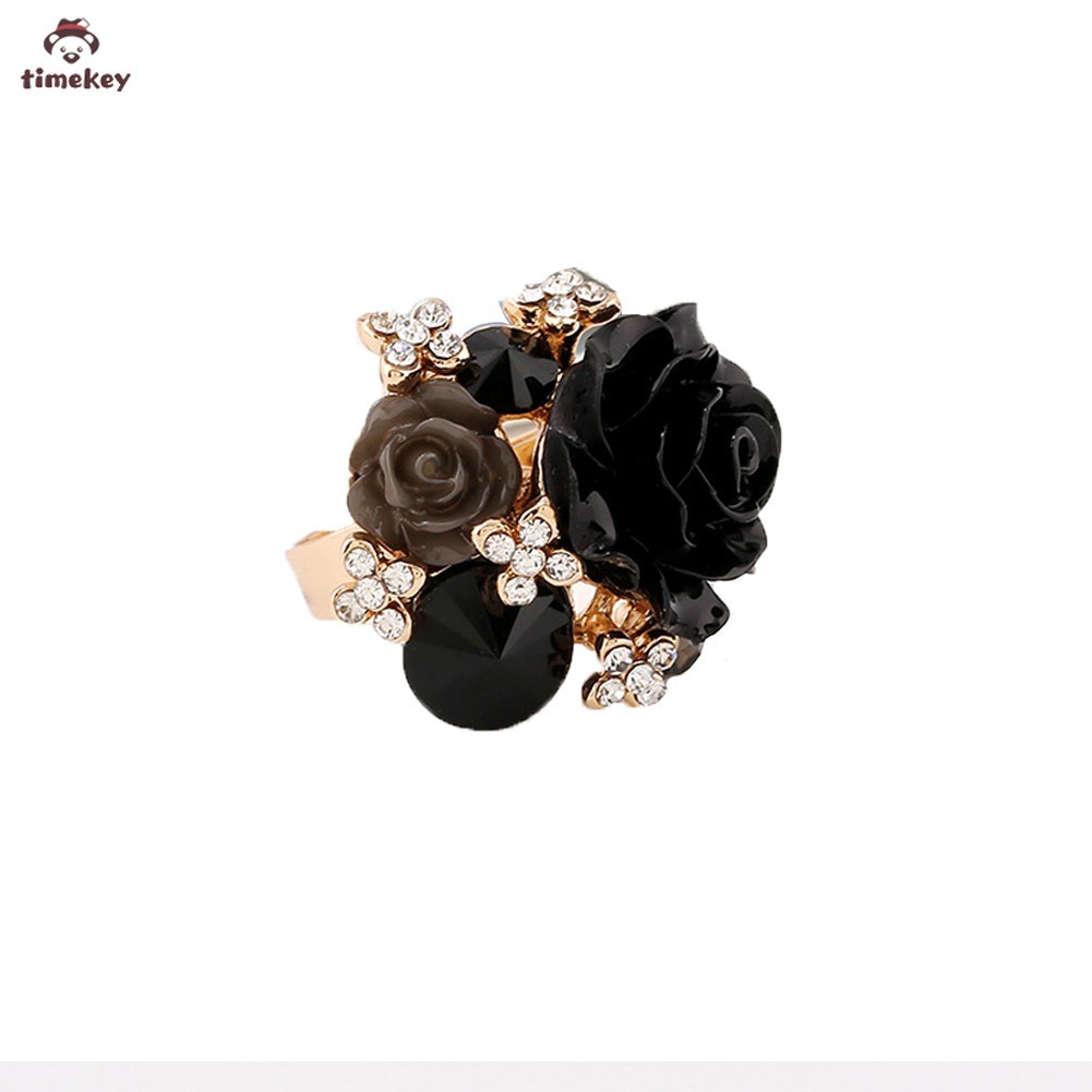 【TK】Luxury Crystal Resin Rhinestones Ball Zircon Flowers Ring Fashion Women Statement Jewelry Gifts Ring Size Adjustable