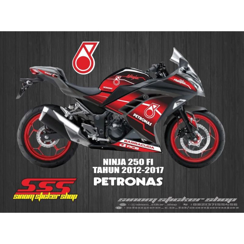 STRIPING VARIASI KAWASAKI NINJA 250 FI TAHUN 2012-2017 MOTIF PETRONAS