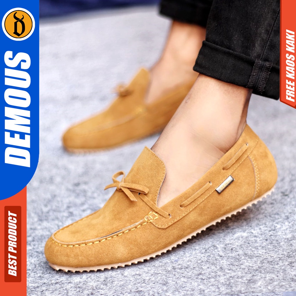 Sepatu Slip on Pria Santai Casual Formal Suede Kerja Kantor Kuliah Kondangan Hitam Keren Terbaru