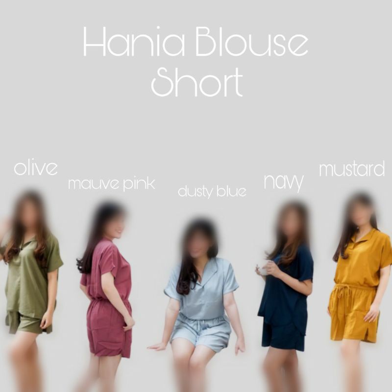 one set piyama premium katun rayon polos rayon twill premium blouse pendek