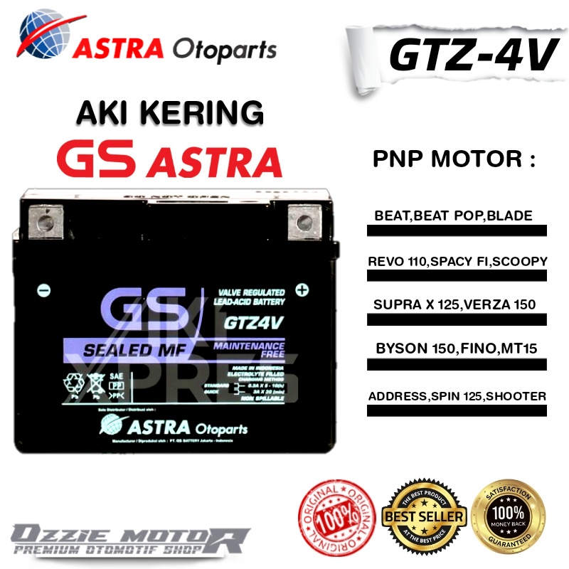 AKI GS ASTRA GTZ-4V MF 3AH AKI KERING MOTOR BEAT,VARIO,MIO,SCOOPY