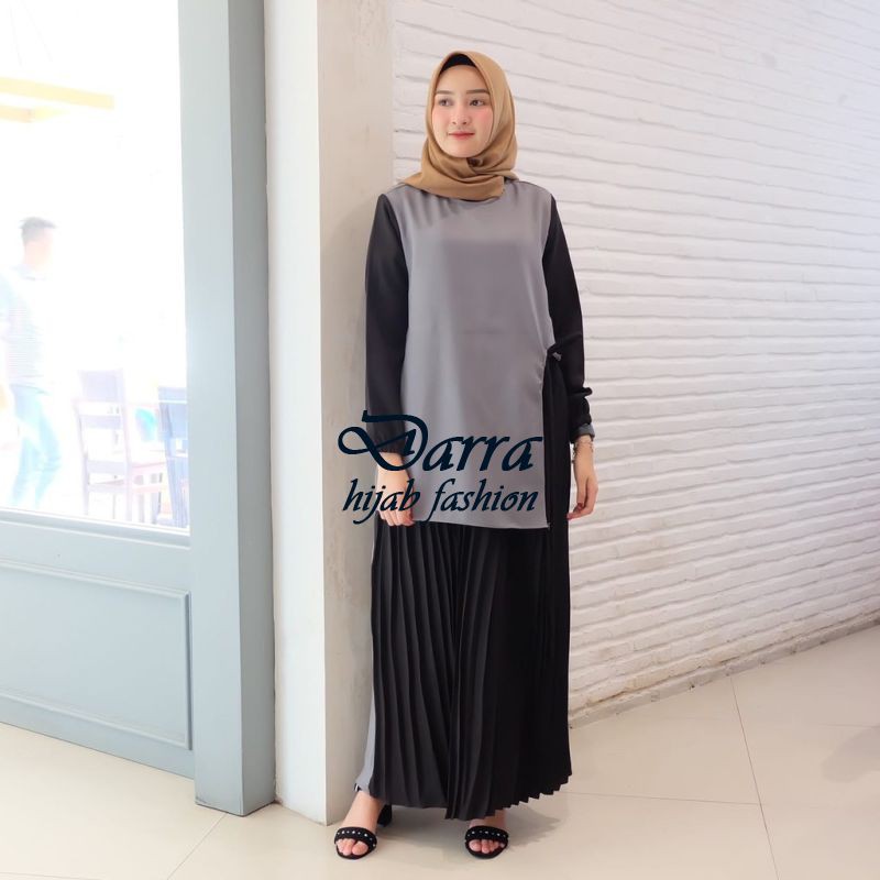 GAMIS KANAYA HITAM ABU MAXI DRESS MUSLIM FASHION GAMIS BEST SELLER DARRA FASHION