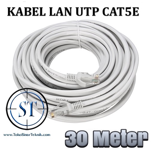 Kabel LAN CAT5E + RJ45 @30M Router Wifi Wireless Access Point Internet Modem laptop Komputer Pc Tinggal Pasang 30 Meter