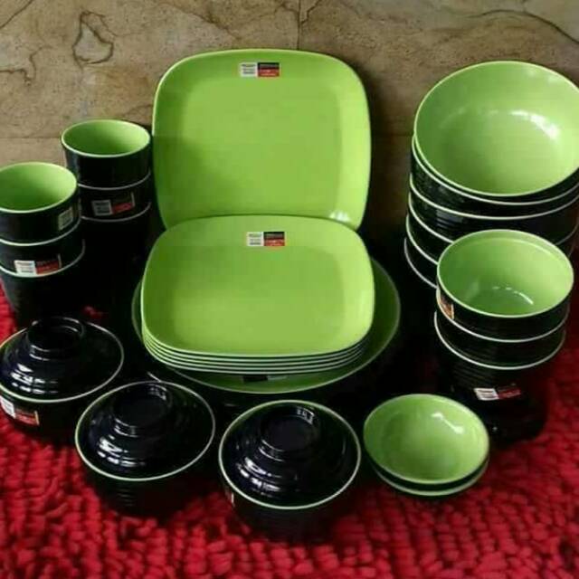 Melamin set isi 30pcs Hijau