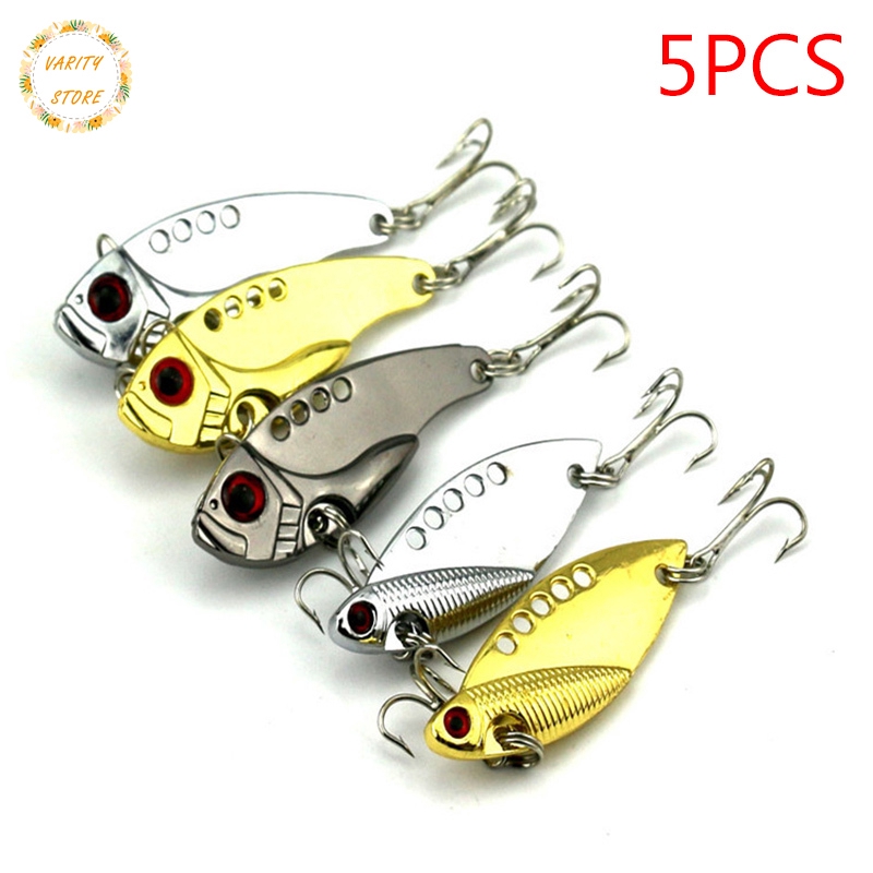 6 Colors Metal Spoon Fishing Lure Crankbait Bass Crank Bait Treble Hook NEW