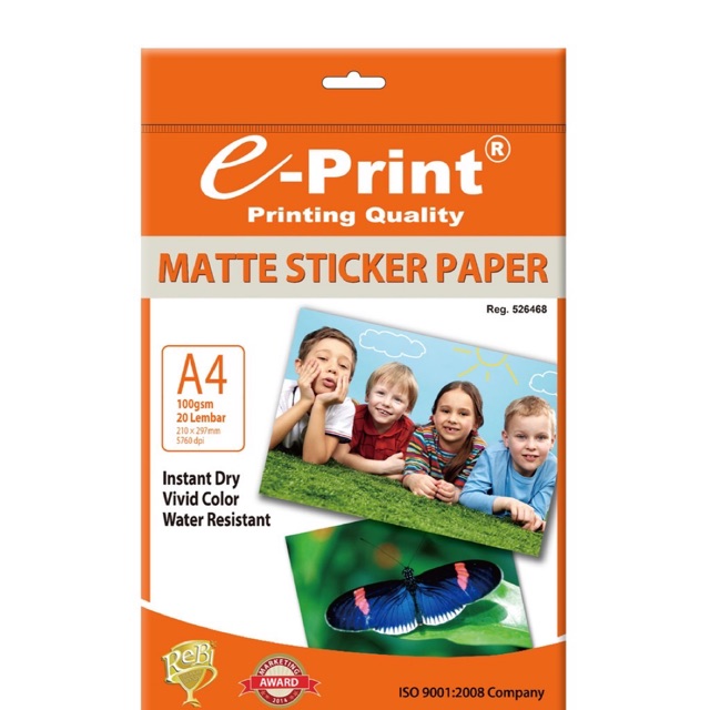 

E-Print Matte Sticker Paper A4 100GSM 20SHT