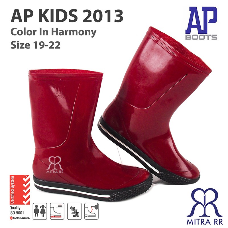 AP Boots 2001 / 2013 Biru Merah Sepatu Boot Anak Sekolah Tanggung Outbound Unisex Kids