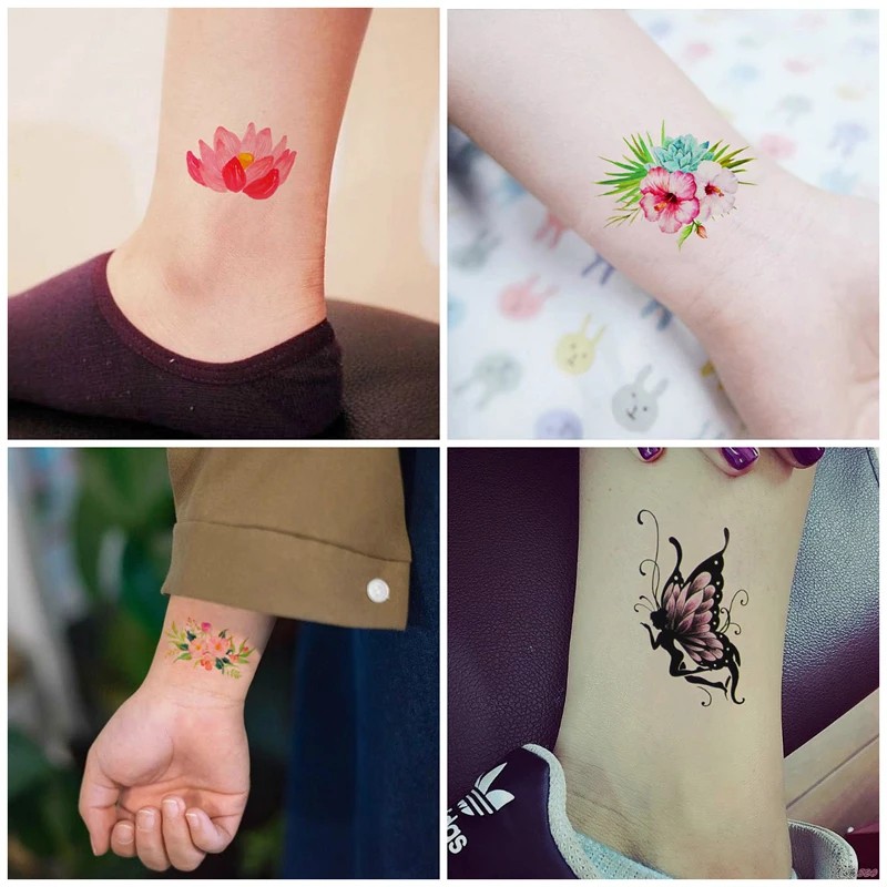 66 pcs tatto temporer warna-warni kupu-kupu bunga