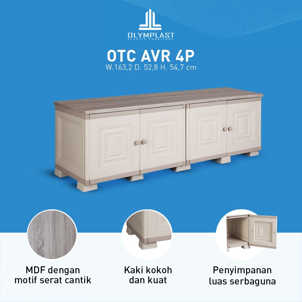 meja tv plastik rak tv buffet tv bench plastik olymplast OTC AVR 4P Modern Minimalis Elegan Klasik C