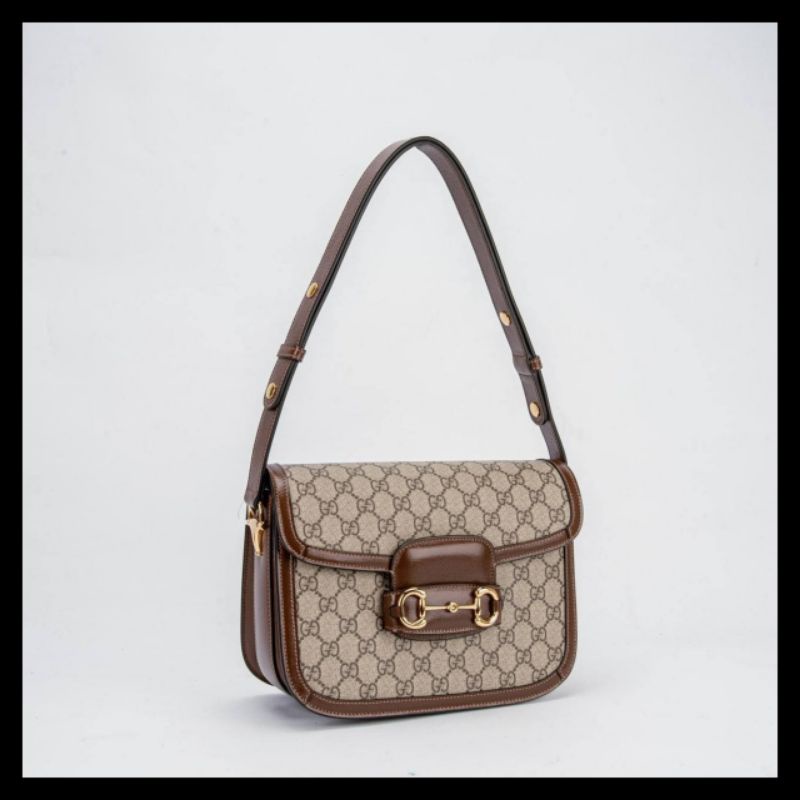 Jual Tas Wanita Gucci Horsebit 1955 Small Shoulder Bag Color Beige Ebony Brown. Branded Original
