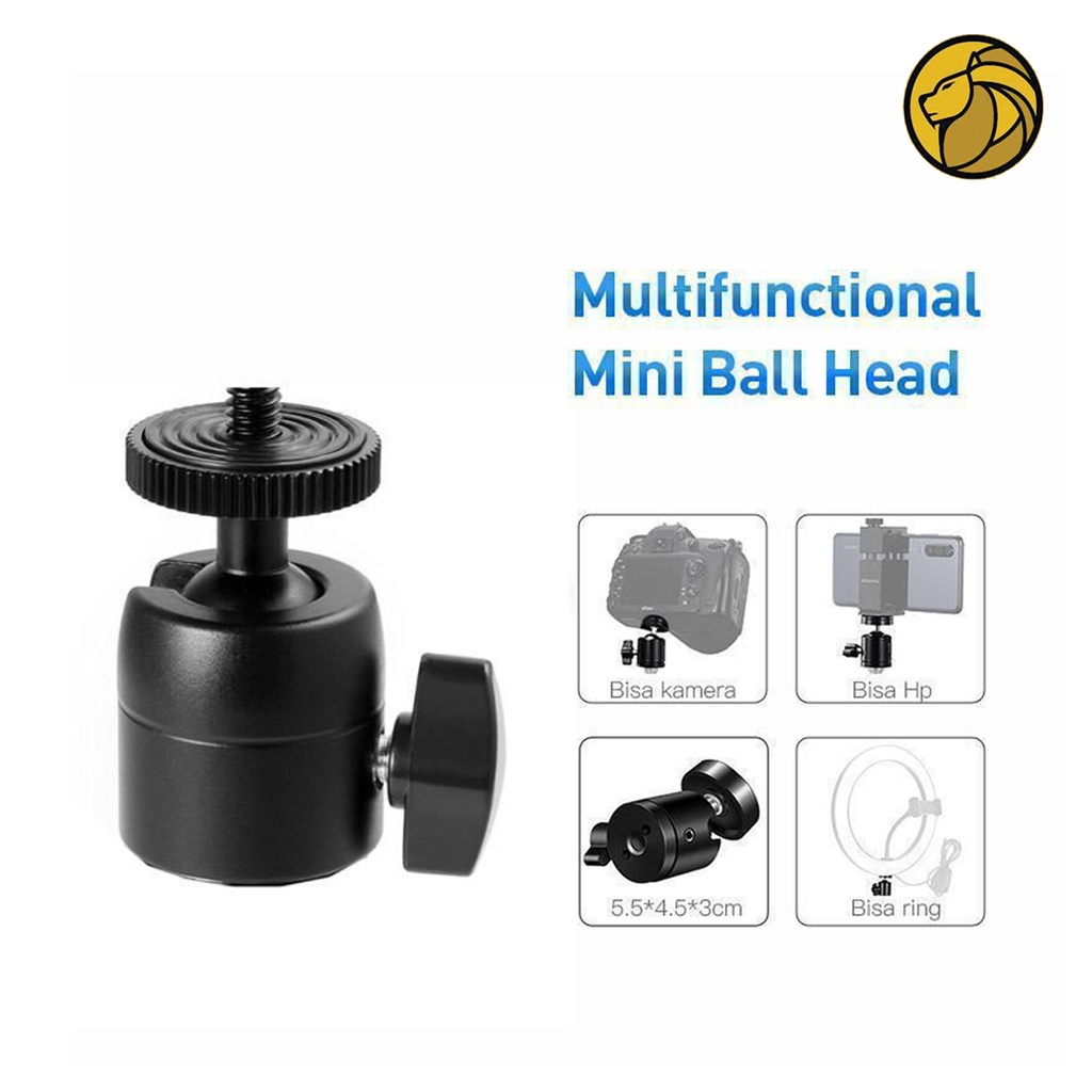 Mini Ballhead / Ball Head for Tripod Camera DSLR - Ring Light 360