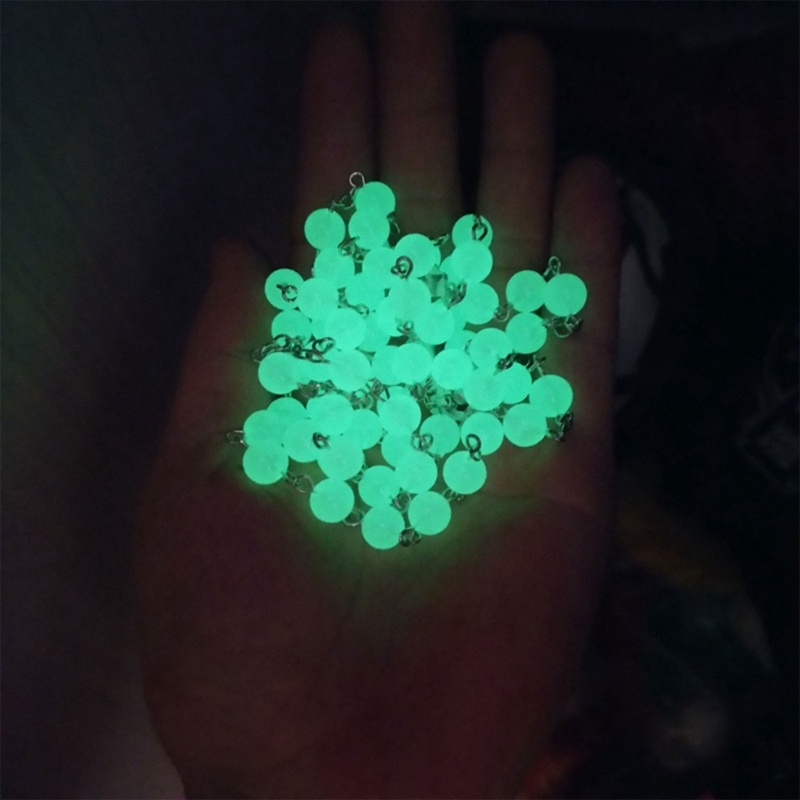 Kalung Rantai Panjang Liontin Manik-Manik Bahan Akrilik Warna Putih Luminous