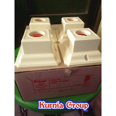 FITIN PLAFON BROCO SEGI 4 CREAM LAMP HOLDER RUMAH LAMPU E27 PITING DUDUKAN BOHLAM TEMPEL PLAFON 1210