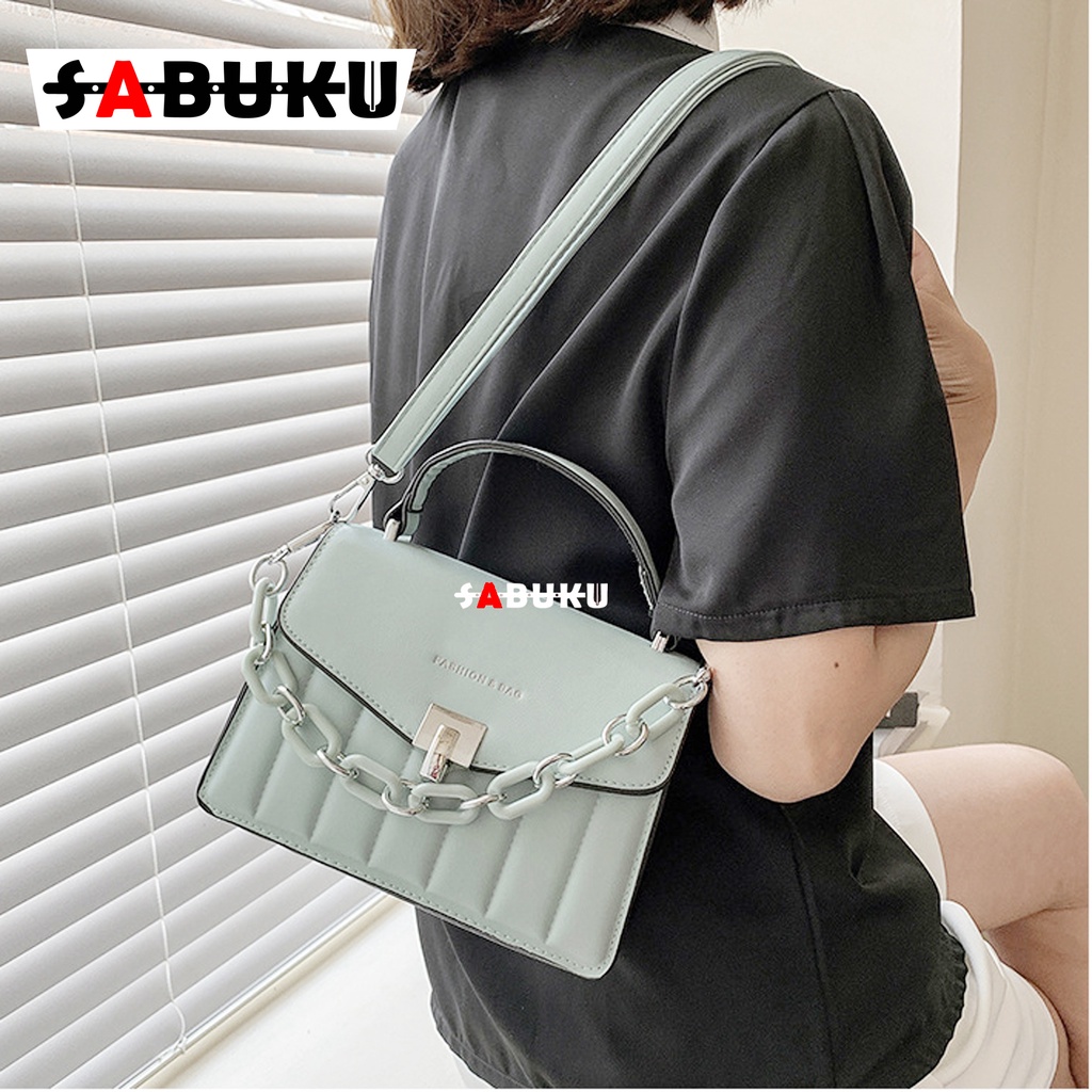 Tas Bahu Rantai Shoulder Bag Hand Bag Wanita Cewek Fashion Elegan Simple Model Terbaru Kulit korea -180