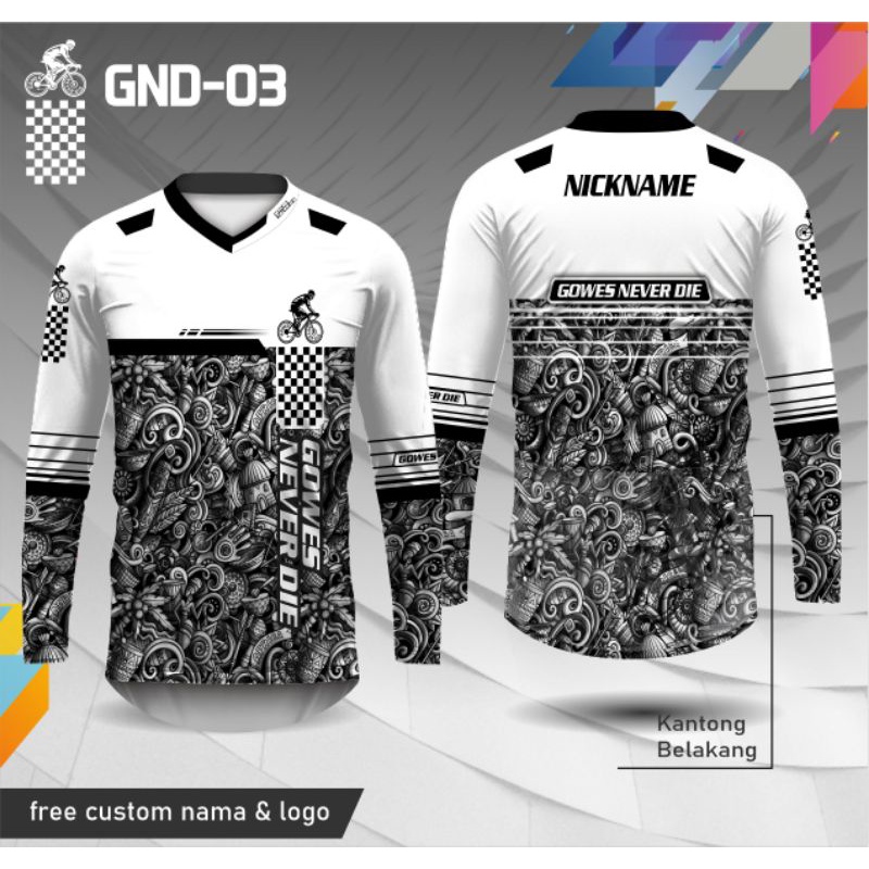 Baju Jersey Gowes KANTONG Belakang lengan panjang | baju sepeda pria