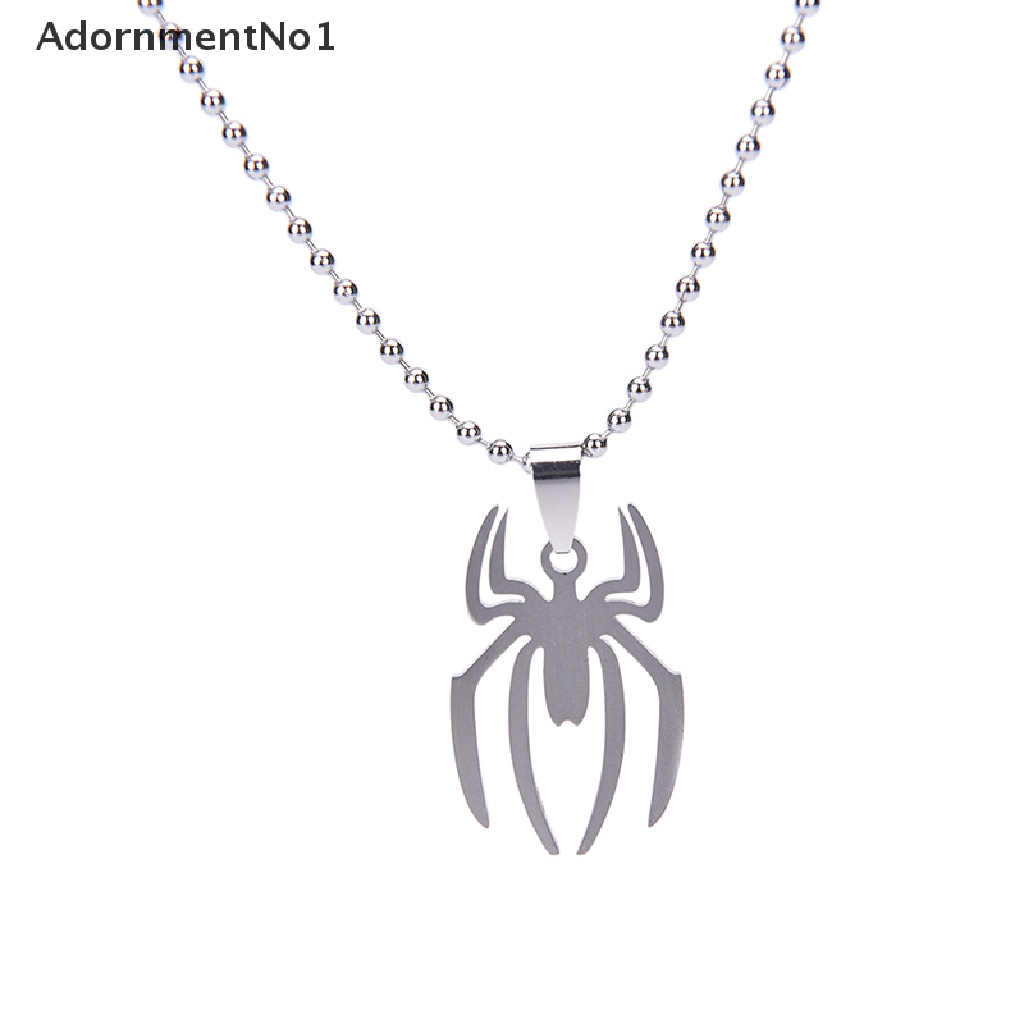 (AdornmentNo1) Kalung Rantai Dengan Liontin Laba-Laba Marvel Super Heroes Bahan Stainless Steel