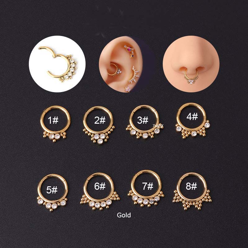 1pc Anting Tindik Hidung Bahan Stainless Steel 16gauge Dengan Zircon