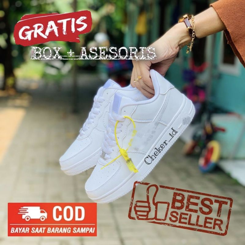 SEPATU PRIA DAN WANITA FULL WHITE PREMIUM SNEAKERS PRIA &amp; WANITA PUTIH POLOS TERLARIS GAYA MASA KINI SEPATU PUTIH ORIGINAL 100%