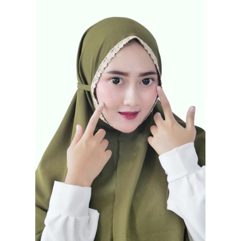 [ PREMIUM QUALITY ] Hijab Instan Bergo Maryam Renda Size L Diamond  Kerudung Termurah