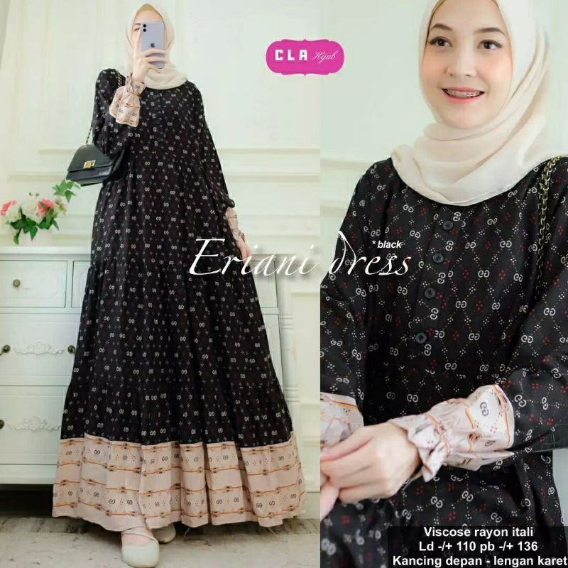 Eriani Dress, GAMIS RAYON KANCING BUSUI CANTIK FIT XL LD 104 BAHAN VISCOSE RAYON ITALI TERMURAH OOTD