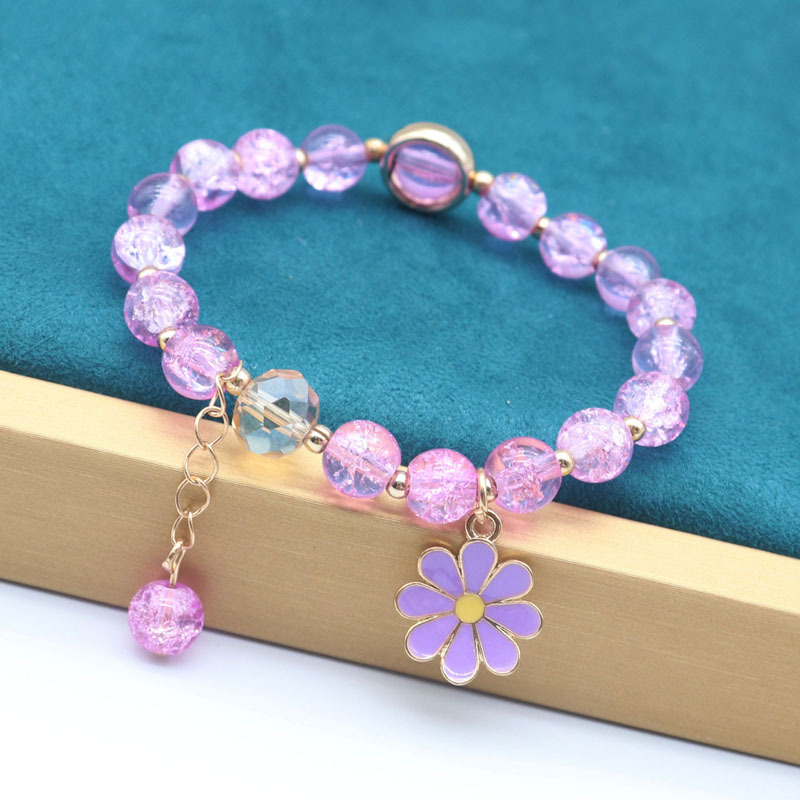 Multi- Layers Crystal Bracelet With Daisy Flowers  /Daisy Bracelet   / Transparent Crystal Flower Bracelet / Handmade Elastic Bracelets