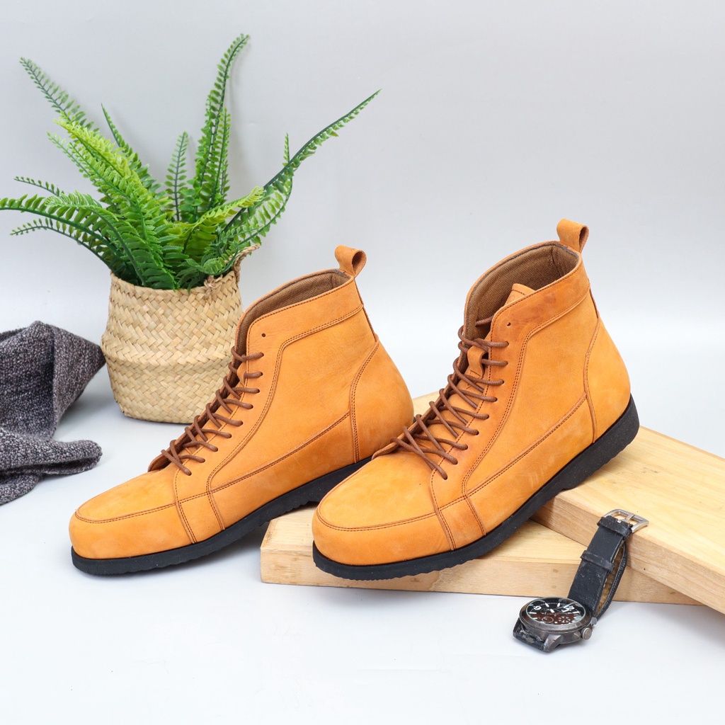 sepatu boot pria keren sepatu boot casual sepatu boot kulit sapi asli sepatu outdoor model Vizaro