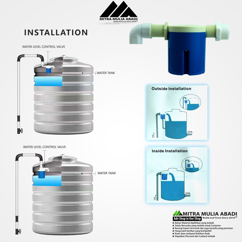 Pelampung Otomatis 1/2 Inchi Automatic water level control valve