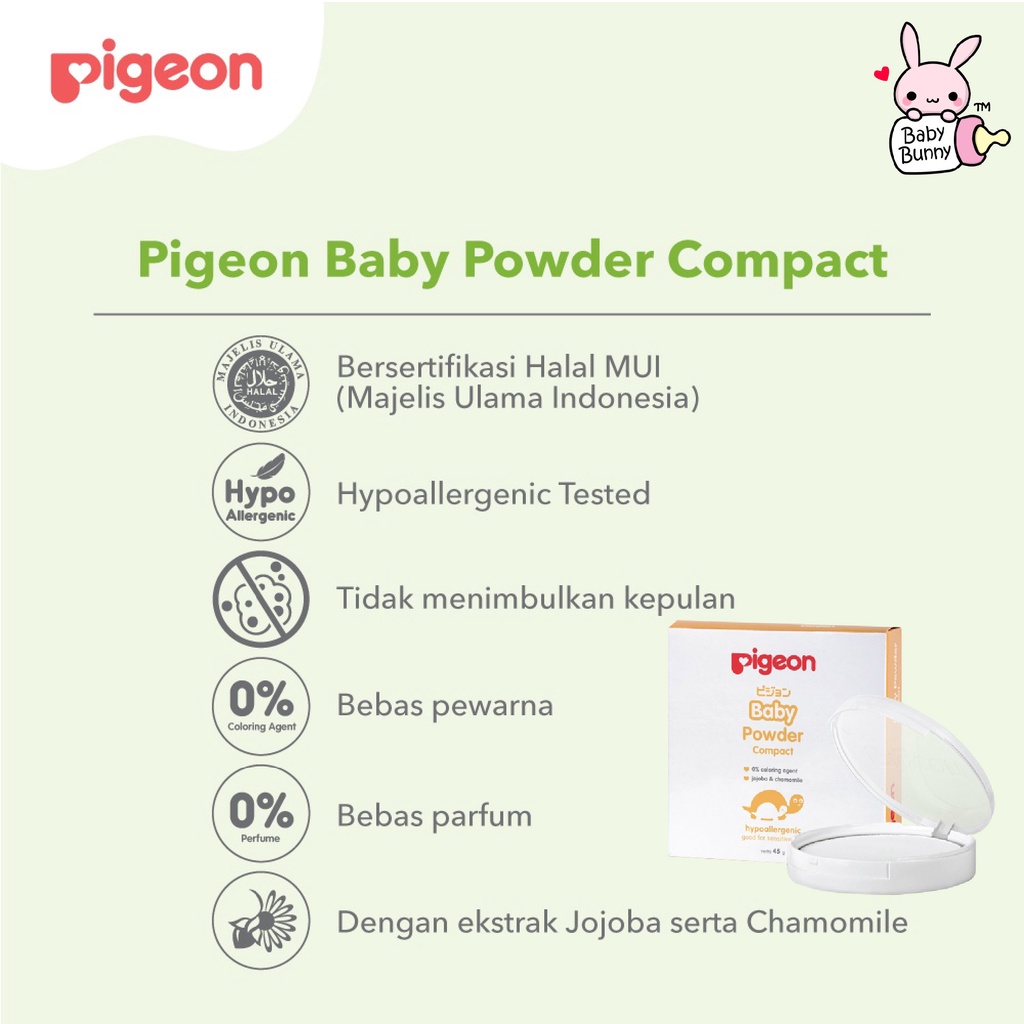 ❤ BELIA ❤ PIGEON Baby Powder Compact Hypoallergenic | Two Way Cake | Bayi (✔️BPOM)