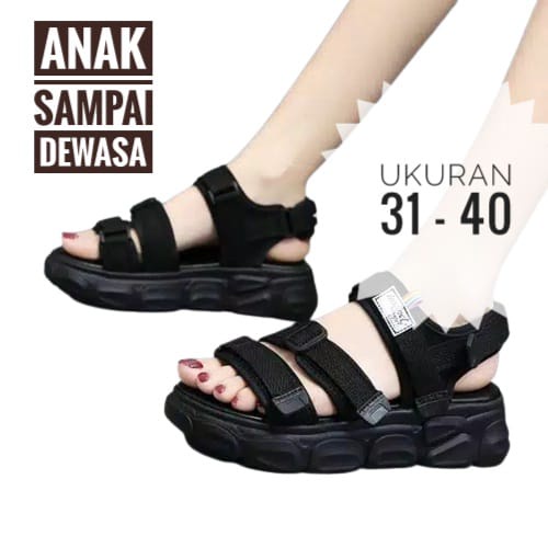 Sandal gunung anak perempuan leon K-POP style HITAM